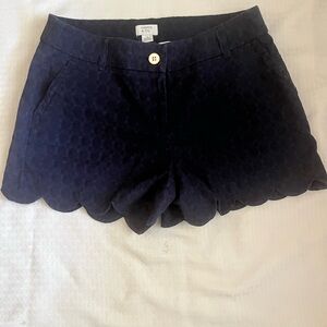 Crown & Ivy Navy Scalloped High Waist Shorts